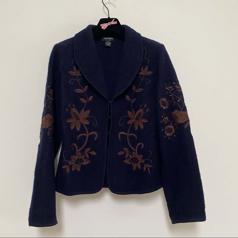Clothes by Revue Wool Embroidered Blazer Navy M